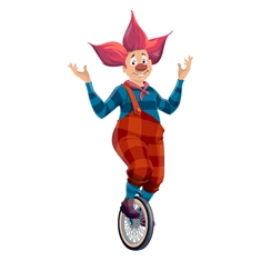 Carnival Circus Theme Unicycle Clown Transparent Sticker